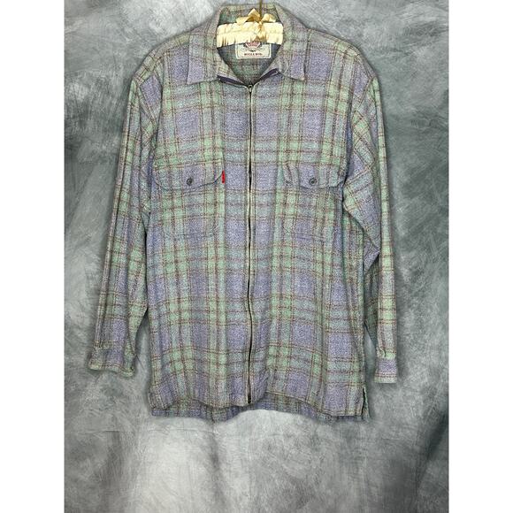 Gold Crest Shirt Shacket  Men Lg Utility Outdoors  Thick Comfy Plaid Cotton - Picture 1 of 10